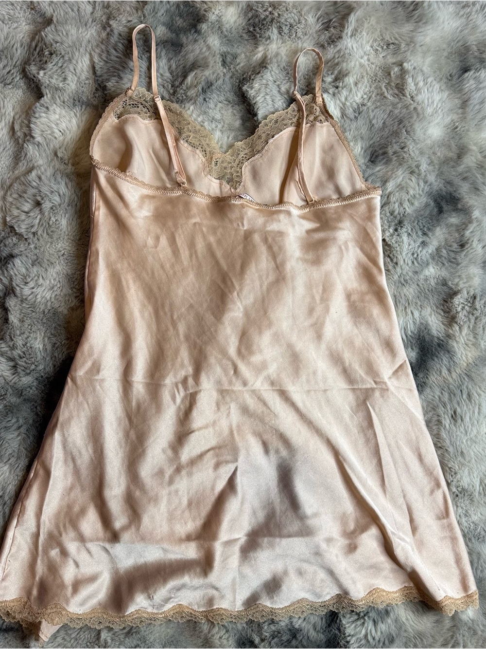 Victoria’s Secret 2016 Champagne Satin Lace Slip Chemise Nightgown M - Picture 5 of 15